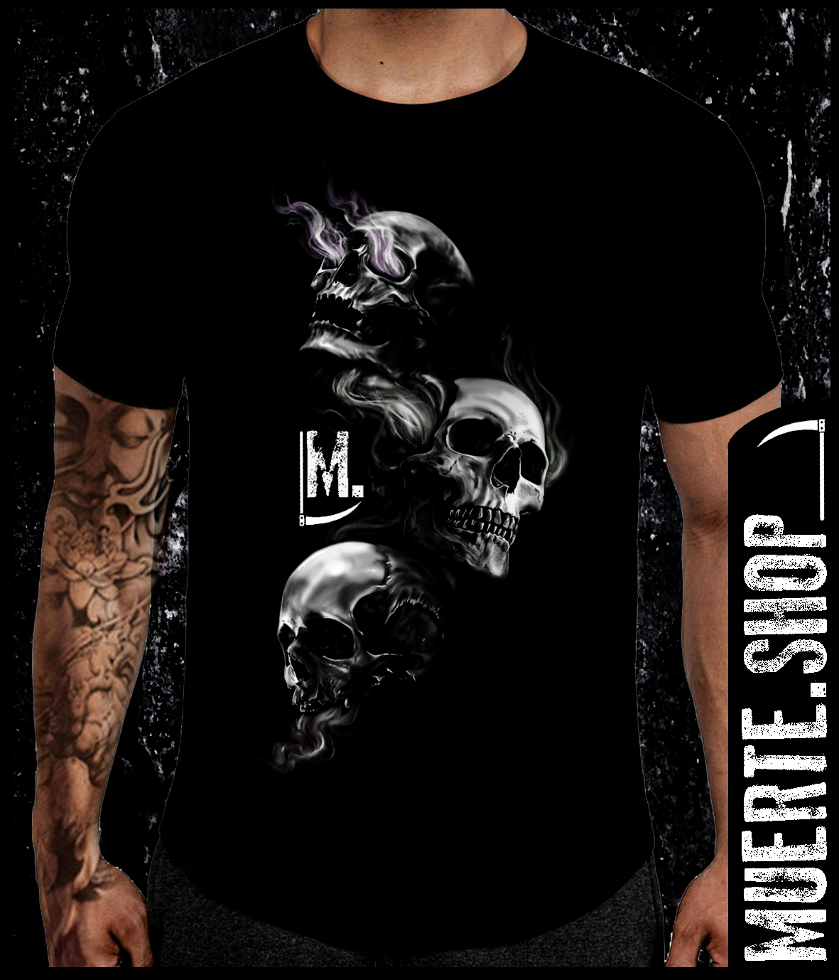 Черна тениска 3 BADASS SKULLS Черна тениска 3 BADASS SKULLS